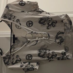 Gray Dragon Print Women Top